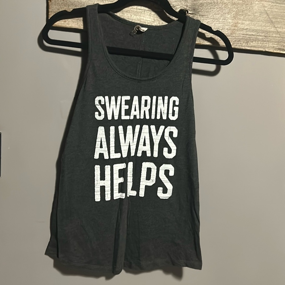 “Swearing always helps” graphic tank top
